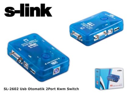 S-LINK SL-2602 USB  ( 2 PC &1 EKR) KVM Auto Switch