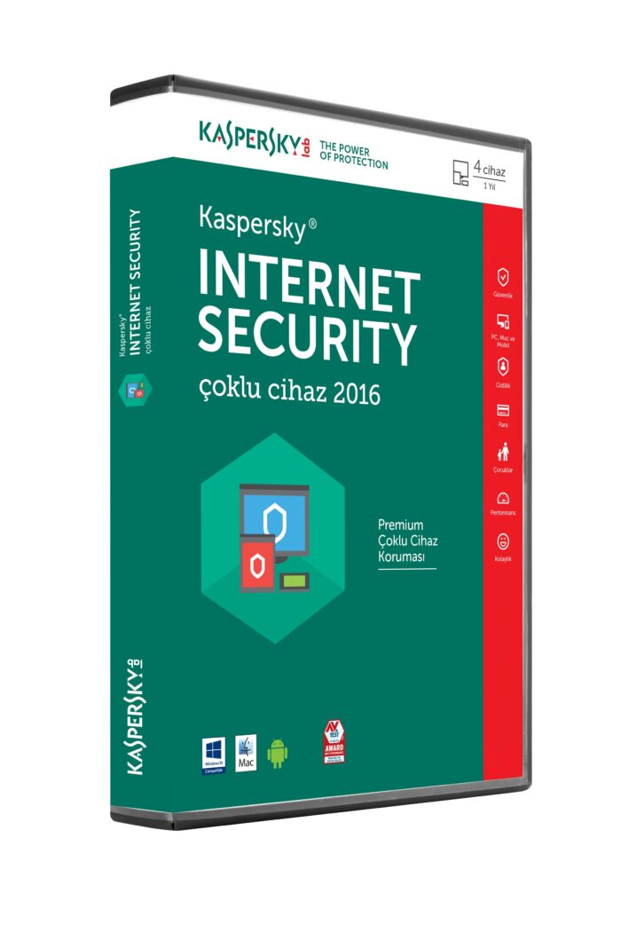 KASPERSKY INTERNET SECURTY 4 KULLANICILI  TR 1 YIL DVD