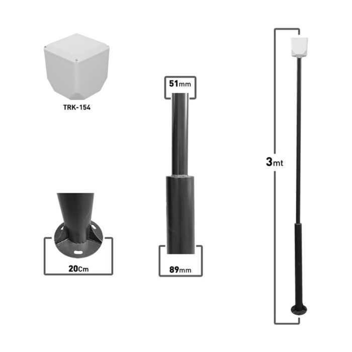 KameraKutusu TRK-300-X+154 3 Metre Metal Kamera Direği 89x51x2MM ( TRK-154 Dahil