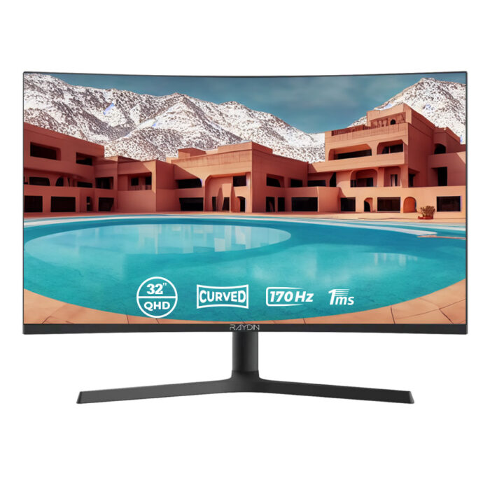 32" RAYDIN Curved QHD 2K 1ms 170Hz 250nt HDMI DP MM VESA