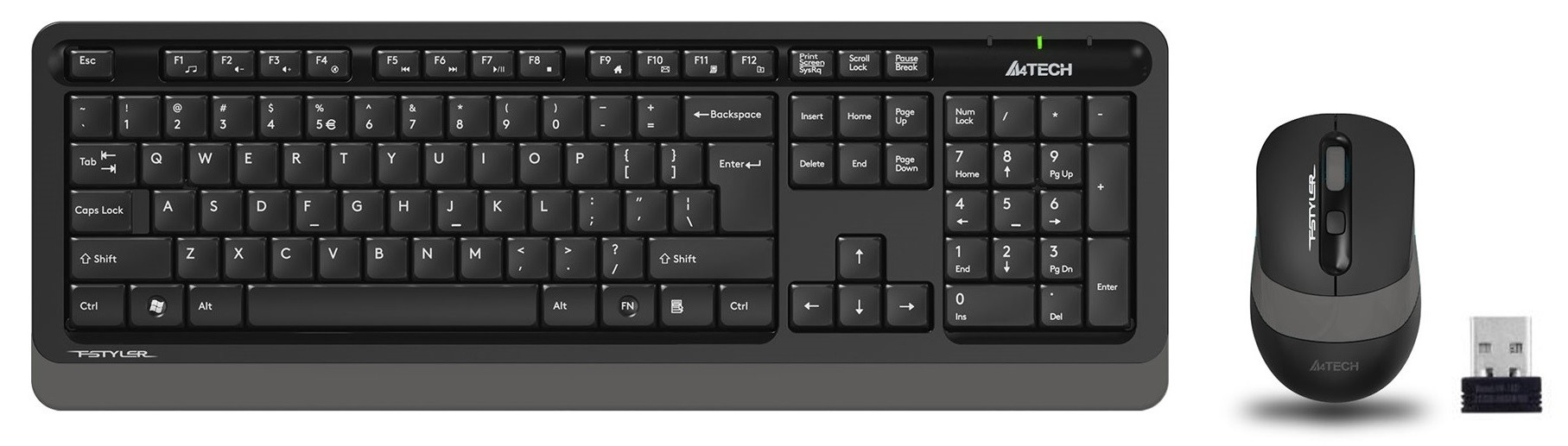 49012 A4 TECH FG1010 2.4G GRİ Q FN-MM KLV+OPT. MOU 2000D - KAR49012 - Görsel 1