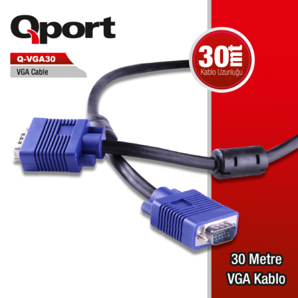 QPORT 30M 15 PİN FİTRELİ MONİTÖR / VGA KABLO (Q-VGA30) - KAR62165