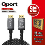 QPORT 5M HDMI 2.1V 8K ALTIN UÇLU ÖRGÜLÜ KABLO (Q-HDMI215) - KAR62164