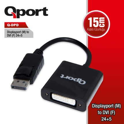 QPORT DISPLAY(M) TO DVI(F) 24+5 ÇEVİRİCİ (Q-DPD) - KAR62252