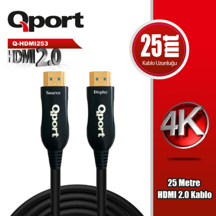 QPORT 25M HDMI 2.0 VERSİYON 4K 60HZ YÖNLÜ KABLO (Q-HDMI253) - KAR62161
