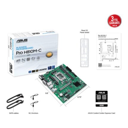 ASUS PRO H810M-C-CSM LGA1851 DDR5 6400 Çift M2 USB3.2 COM mATX - KAR61890