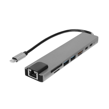 HYTECH HY-USBC83 4K@30Hz Gri Metal 2xUSB3.0, 1xUSB2.0, 1000Mbps PD, TypeC Data, - KAR64928