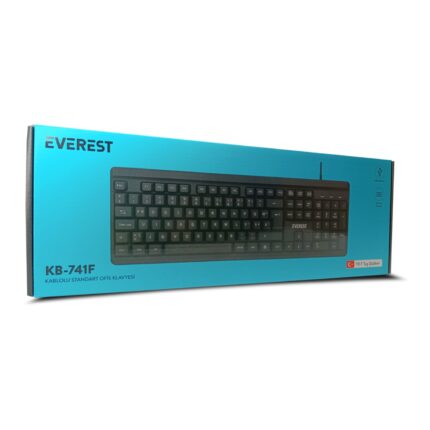 EVEREST KB-741F Siyah/Gri USB 2M Bakır Kablolu Türkçe F Klavye - KAR61323