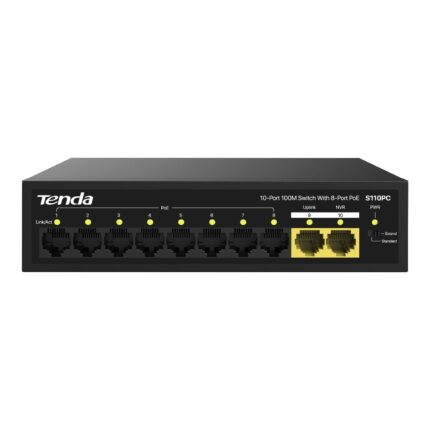 TENDA S110PC 8FE PoE+ Port (80W), 2FE Uplink Desktop Switch - KAR61869
