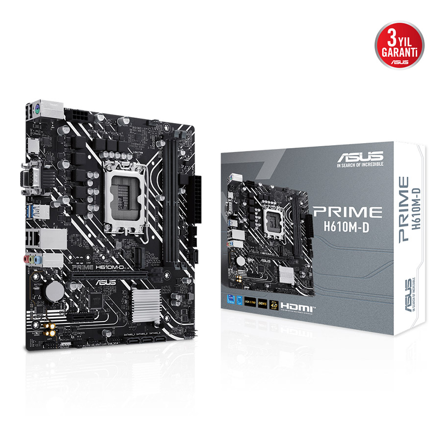 P3J5VDSweI4oiNN2BYRDtG4MYuGx3EoH0UOgXKdH ASUS PRIME H610M-D Intel H610 LGA1700 DDR5 5600 HDMI VGA M2 USB3.2 COM mATX 96GB - KAR58693 - Görsel 1