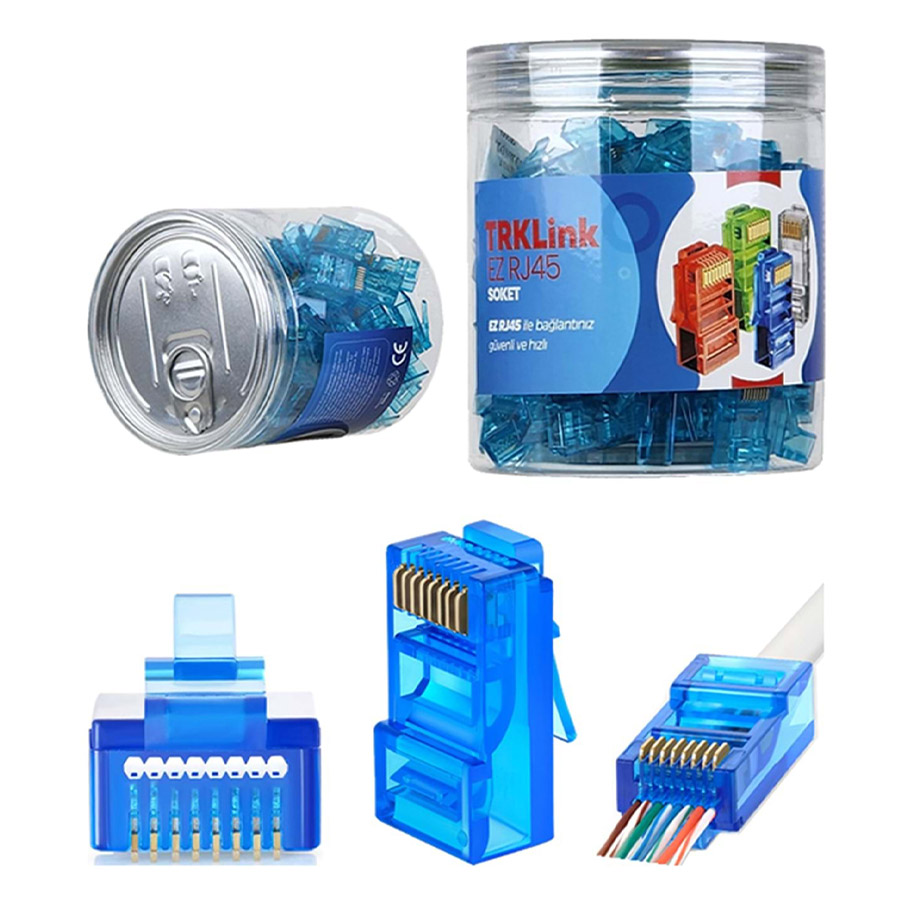 QXBP1ibije01opSTjdugEh2Kg7HMbj0vnMma6Nia TRKLink EZ RJ45 KONNEKTÖR (MAVİ) 100 'lü PAKET YENİ NESİL - KAR60490 - Görsel 1