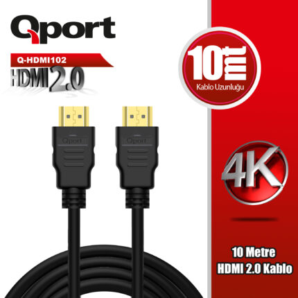 QPORT 10M HDMI 2.0 VERSİYON 4K 60HZ KABLO (Q-HDMI102) - KAR62157