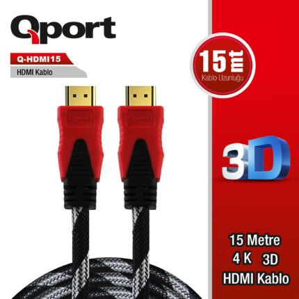 QPORT 15M ALTIN UÇLU HDMI KABLO 1.4V (Q-HDMI15) - KAR62150