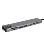 HYTECH HY-USBC83 4K@30Hz Gri Metal 2xUSB3.0, 1xUSB2.0, 1000Mbps PD, TypeC Data, - KAR64928 - Görsel 2