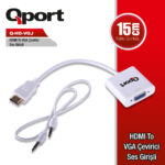 QPORT HDMI to VGA ÇEVİRİCİ SES GİRİŞİ VE KABLOSU + GÜÇ GİRİŞİ KABLOSU (Q-HD-VGJ) - KAR62257