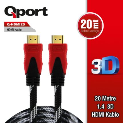 QPORT 20M ALTIN UÇLU HDMI KABLO 1.4V (Q-HDMI20) - KAR62153