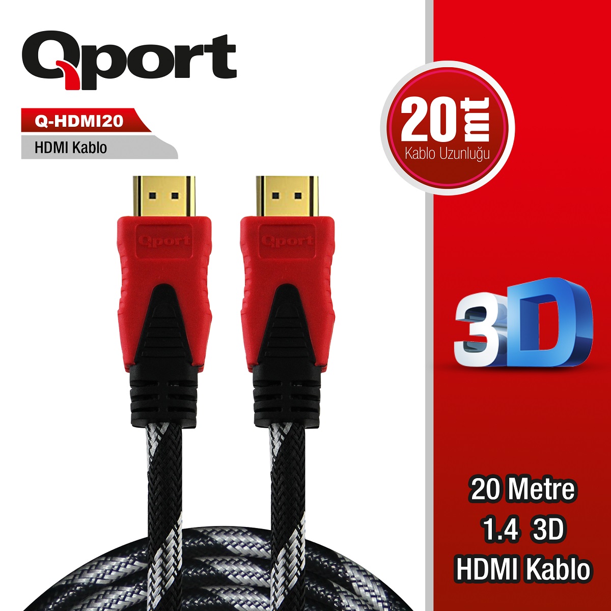 zK0infEIa9eYEc6WKVd7U5pzPGajvpA3lkrUQNtQ QPORT 20M ALTIN UÇLU HDMI KABLO 1.4V (Q-HDMI20) - KAR62153 - Görsel 1