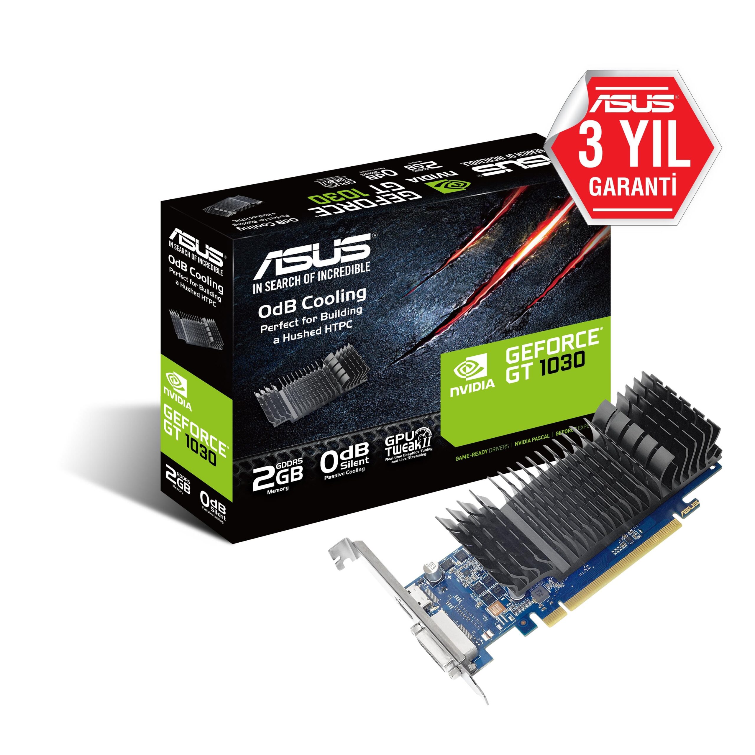 41680 2 GB ASUS GT1030-SL-2G-BRK GDDR5 64Bit DVI/HDMI PCi Ex 3.0 16x - KAR41680 - Görsel 1