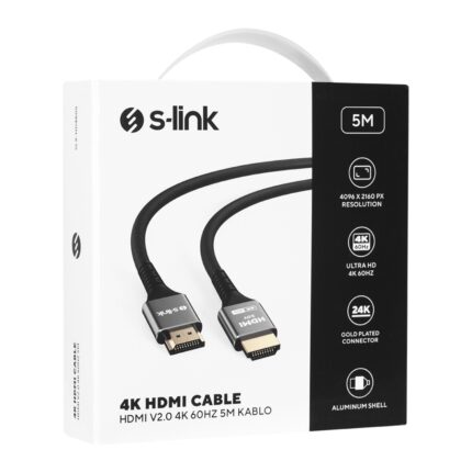 S-LINK SLX-HD4K05 19+1 HDMI to HDMI 5m Metal v2.0 4K (4096*2160) 60Hz Kablo - KAR62418