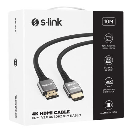 S-LINK SLX-HD4K10 19+1 HDMI to HDMI 10m Metal v2.0 4K (4096*2160) 30Hz Kablo - KAR58550