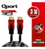QPORT 3M 2.0V 4K 60HZ ALTIN UÇLU ÖRGÜLÜ HDMI KABLO (Q-HDMI33) - KAR63611 - Görsel 2