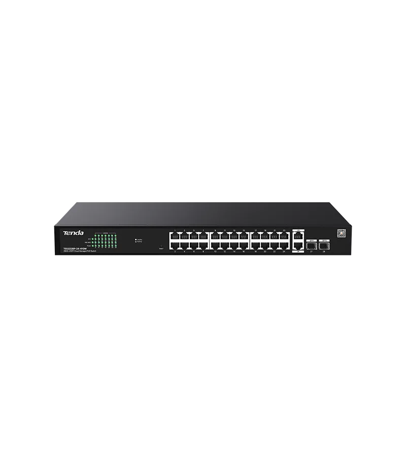 UsRbycLgg88AXAZUsZk0fvkSYyTYy0UoklfehYe6 TENDA TEG228P-24-410W 24GE PoE Port (410W), 4xSFP Cloud Yönetilebilir Switch - KAR63241 - Görsel 1